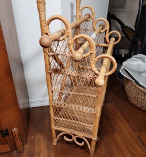 b27- natural rattan and bamboo bar cart with shelves and towel bars - Image 4