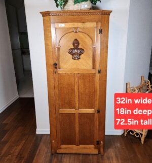 b29- Antique Eastlake Slim Clost Armoire Dresser