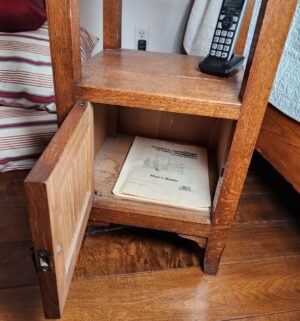 b36- Marble Top Antique French Oak Bedside Table - Image 3