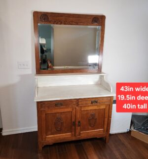 b38- Antique Marble Top Washstand w/ mirror