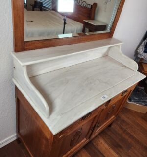 b38- Antique Marble Top Washstand w/ mirror - Image 3