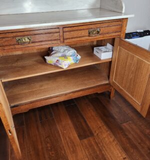 b38- Antique Marble Top Washstand w/ mirror - Image 5