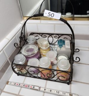 b50- metal tray w/ candles
