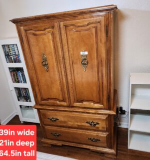 b60- Solid Maple Dresser Armoire. No Contents