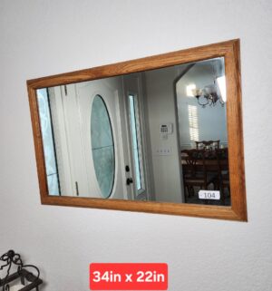 b104- Wood frame wall mirror