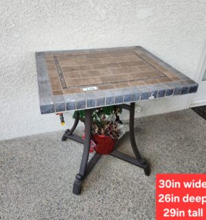 b129- Tile Top Patio End Table