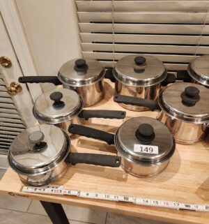 b149- vintage lifetime stainless steel cookware set