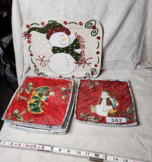 b342- snowman plate set
