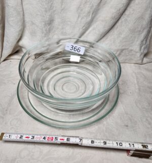 b366- large glass bowl and plate