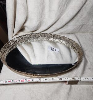 b391- vintage oval mirror tray