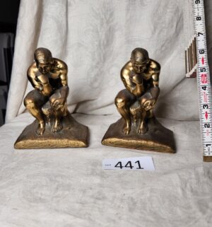 b441- Vintage The Thinker Cast Bronze Bookends