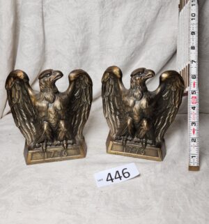 b446- Cast Bronze 1776 American Eagle Bookends. Colonial Virgina