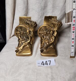 b447- PMC Bronze bookends of Tom Sawyer or Huckleberry Finn