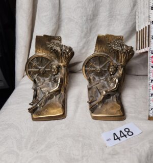 b448- PMC Bronze bookends of Tom Sawyer or Huckleberry Finn