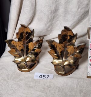 b452- PM Craftsman brass maple leaf bookends