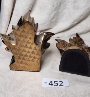 b452- PM Craftsman brass maple leaf bookends - Image 3