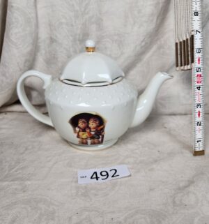 b492- Danbury Mint M.J. Hummel Stormy Weather porcelain teapot