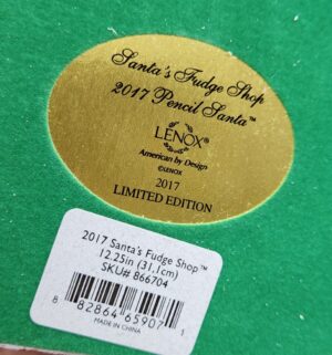 d6- Lenox Pencil Santa. Santas Fudge Shop 2017 Edition - Image 5