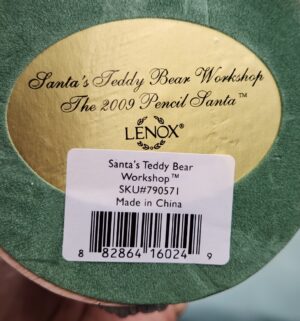 d17- 2009 Lenox Santas Teddy Bear Workshop Pencil Santa - Image 3