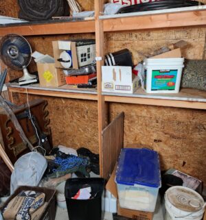 c5- misc items on shelves, floor in shed, buyers choice on what to take