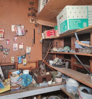 c11- contents of garage shed. Items on shelves & floor. Buyers choice on what to take - Image 3