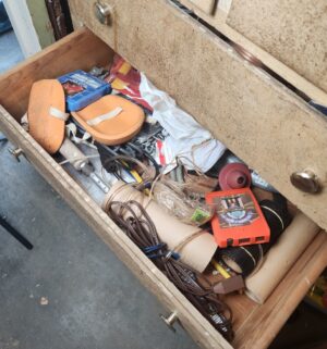 c14- antique dresser chest w/ all hardware in drawers - Image 3