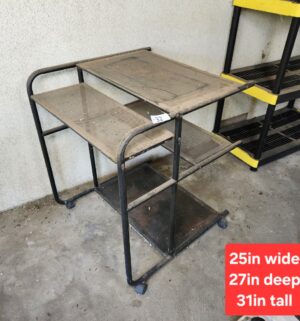 c32- rolling metal desk, used as a planters bench - Image 1