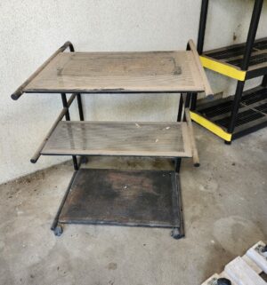 c32- rolling metal desk, used as a planters bench - Image 3