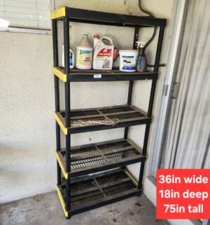 c37- plastic shelf unit. Stored in covered patio. Very good shape - Image 1