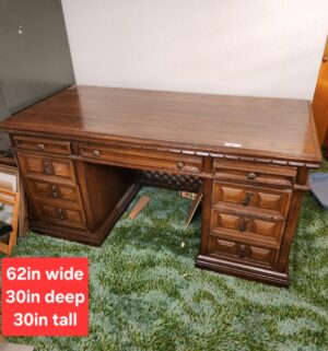 c48- mid century executive desk with lattice front. Very unique. Great statement piece - Image 1