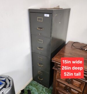 c50- vintage green metal file cabinet - Image 1