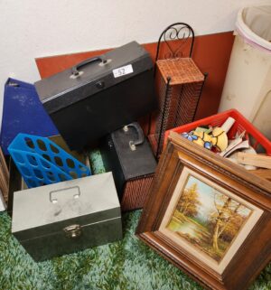 c52- misc household items, art, file boxes - Image 1