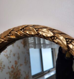 c64- mid century gold frame oval mirror. Wooden frame - Image 2