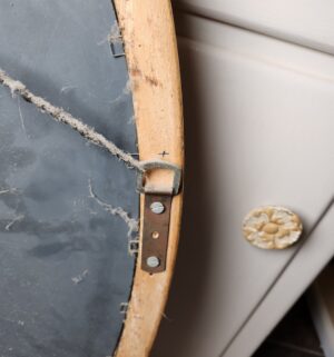 c64- mid century gold frame oval mirror. Wooden frame - Image 4