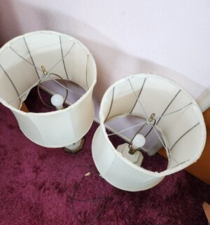 c74- pair of vintage Stiffel white enameled brass table lamps - Image 3