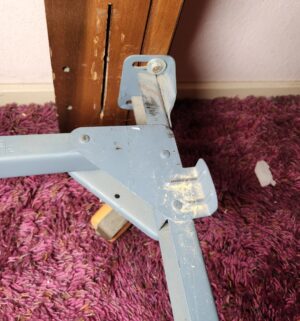 c84- Queen or full adjustable bed frame w/ wooden wheels. No headboard, no bed - Image 4