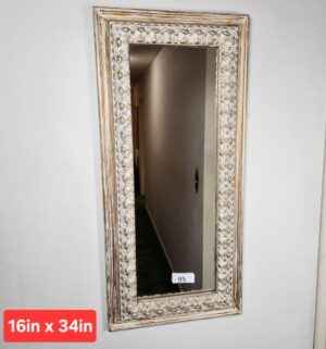 c95- mid century wood frame wall mirror - Image 1