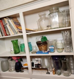 c111- glass vases, books - Image 1