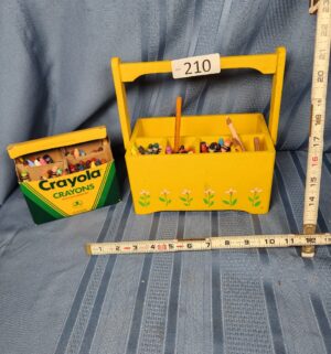 c210- wooden box w/ crayons - Image 1