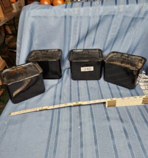 c240- vintage black enamelware storage containers with lids - Image 1