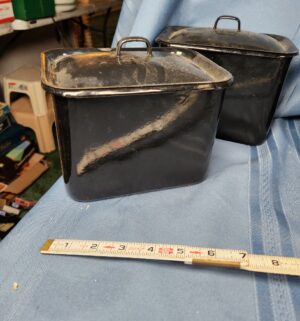 c240- vintage black enamelware storage containers with lids - Image 2