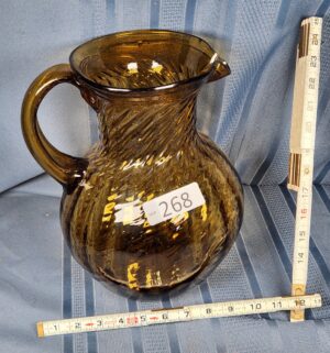 c268- hand-blown amber glass pitcher - Image 1