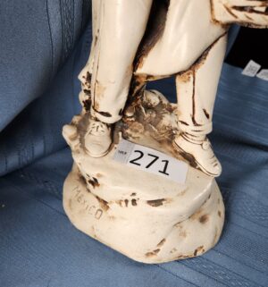 c271- Marwal chalkware statue of a boy holding a basket - Image 2