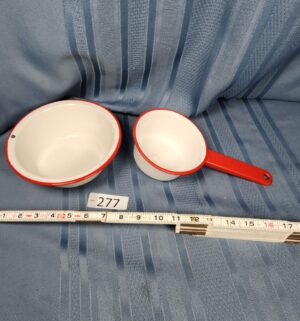 c277- antique enamel camp cookware - Image 1
