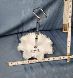 c295- Fenton Silver Crest milk glass handled bon bon - Image 1