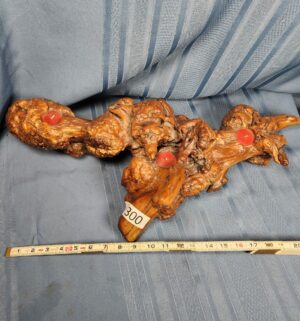 c300- antique burl wood candle holder - Image 1