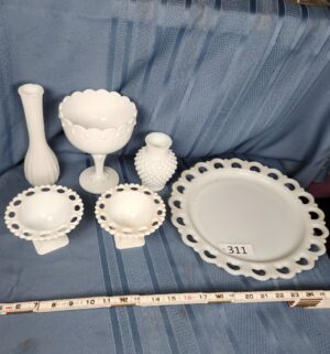 c311- collection of milk glass - Image 1