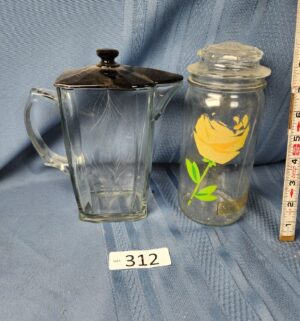 c312- beverage pitcher by paden city, retro glass jar - Image 1