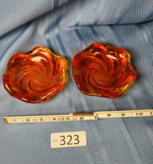 c323- Fenton Amberina art glass ashtrays