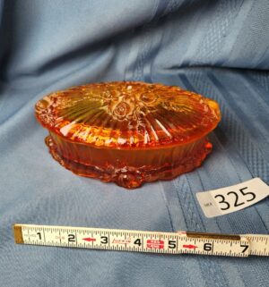 c325- Fenton Amberina glass covered trinket box - Image 1